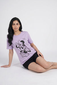Zivame Minnie Mouse Knit Cotton Loungewear Top - Pastel Lilac — thumbnail 6